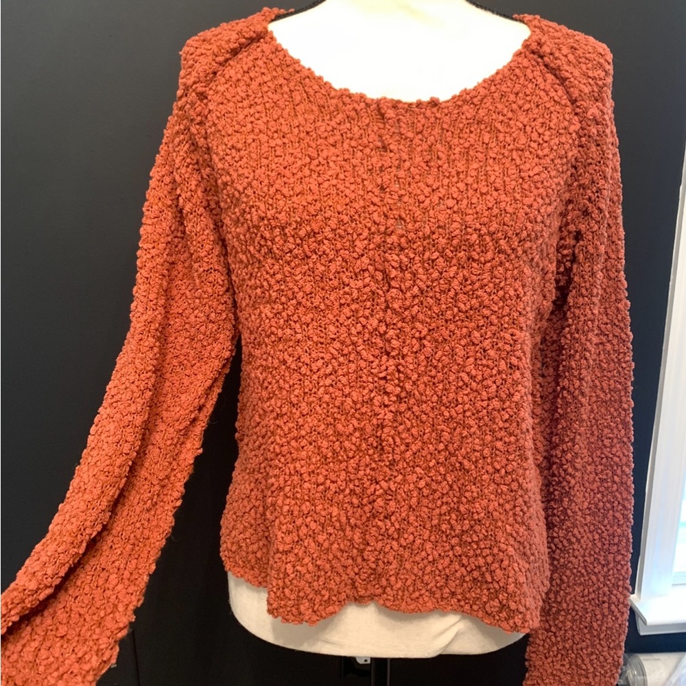 Rust popcorn detail sweater